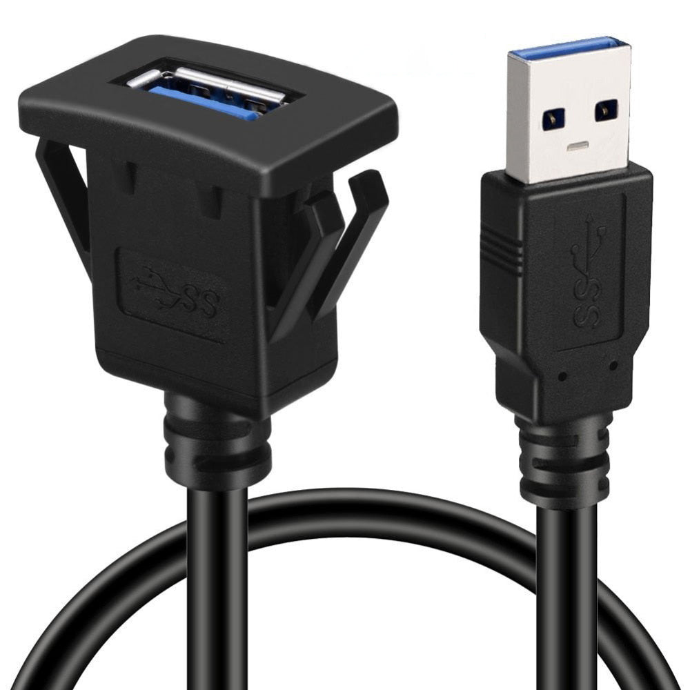 New 1m/2m 3.3ft Single Port USB3.0 a Male to USB3.0 a Female Car Flush Mount Cable Van Dashboard Flush Mount Dual USB Socket